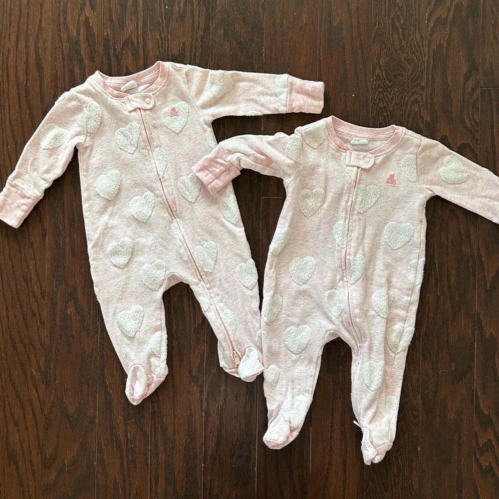 Baby GAP Pink Sleeper Sets | Baby First Favorites Footed One-Piece PJs | Twins
